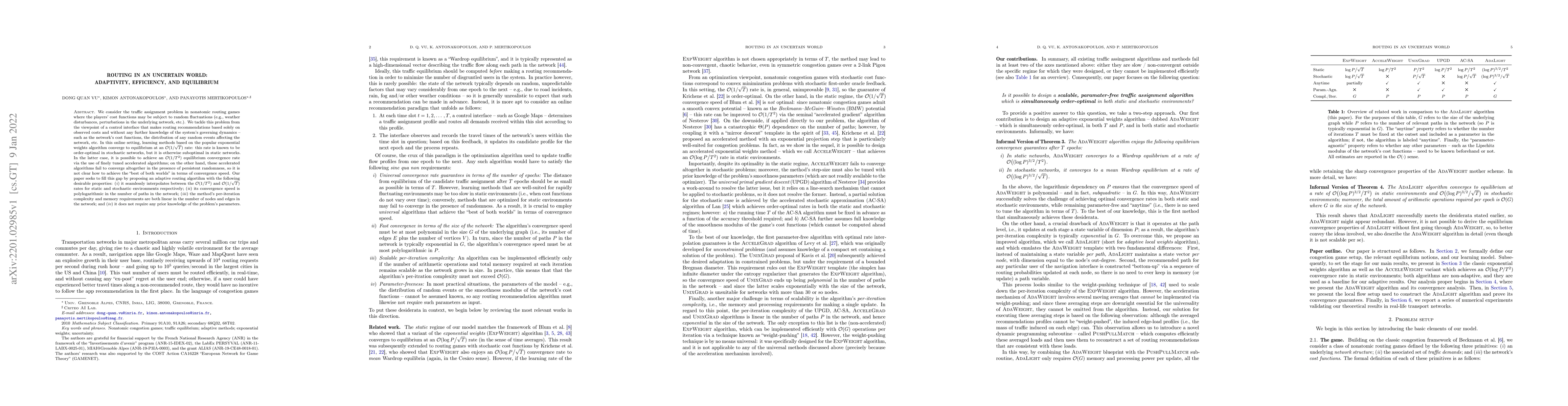 Thumbnail for Routing in an Uncertain World: Adaptivity, Efficiency, and Equilibrium