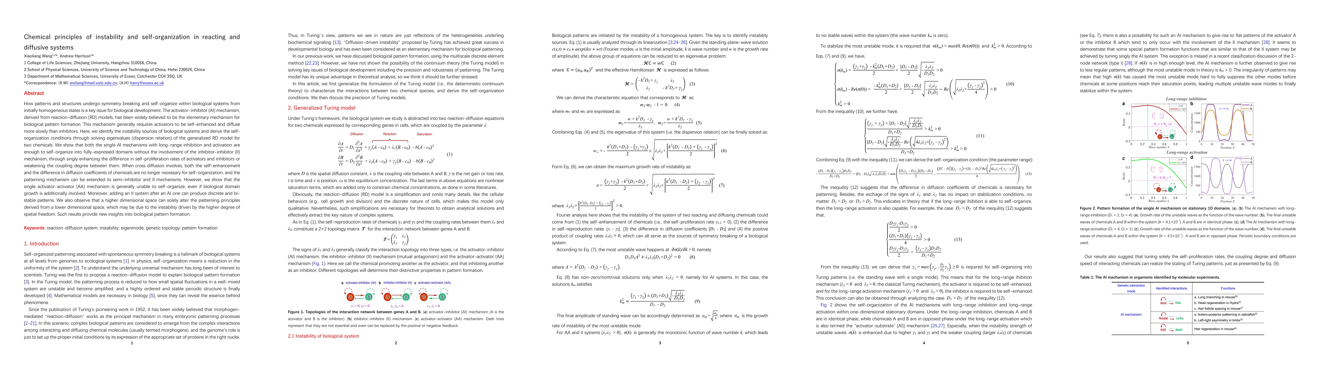 Thumbnail for Chemical principles of instability and self-organization in reacting and
  diffusive systems