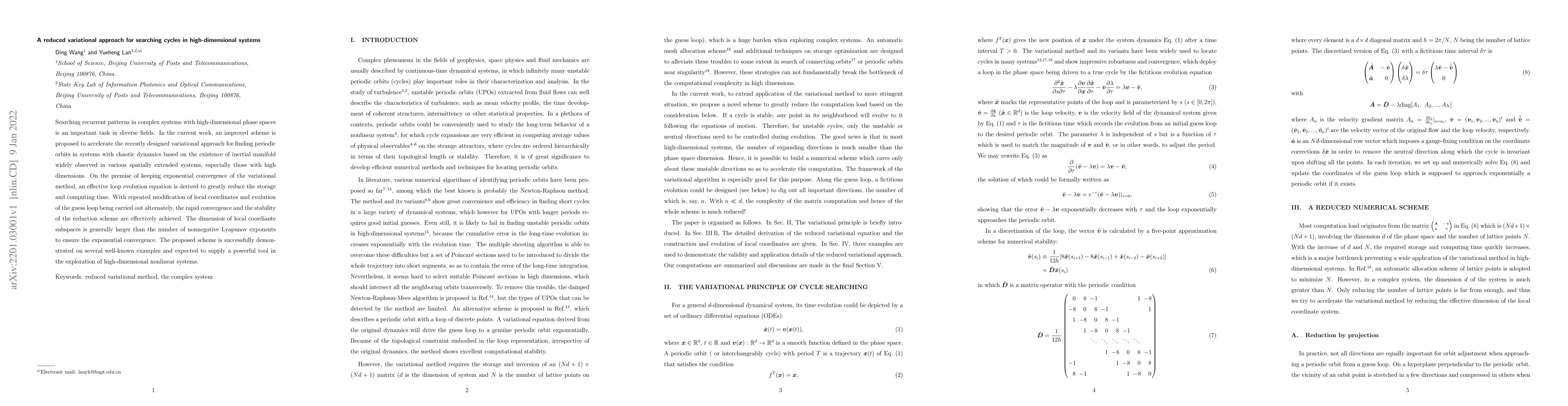 Thumbnail for A reduced variational approach for searching cycles in high-dimensional
  systems