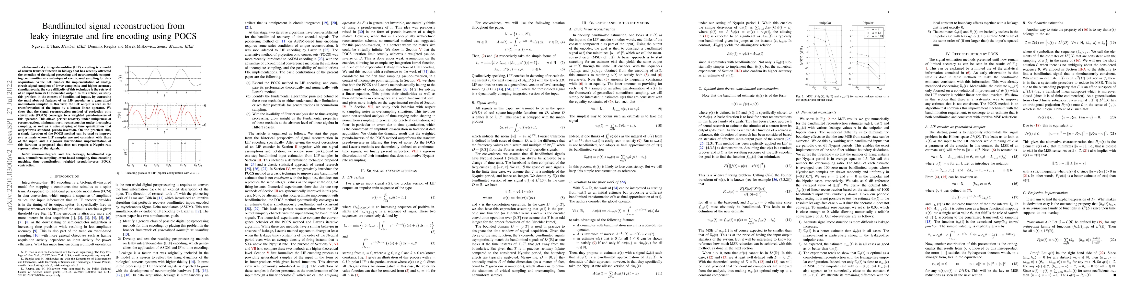 Thumbnail for Bandlimited signal reconstruction from leaky integrate-and-fire encoding
  using POCS