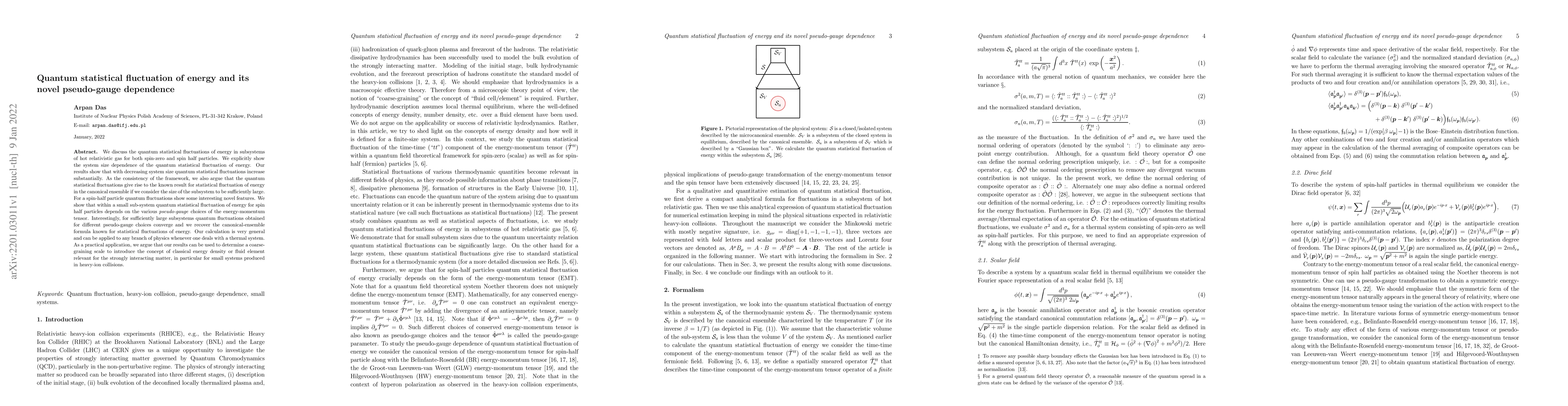 Thumbnail for Quantum statistical fluctuation of energy and its novel pseudo-gauge
  dependence
