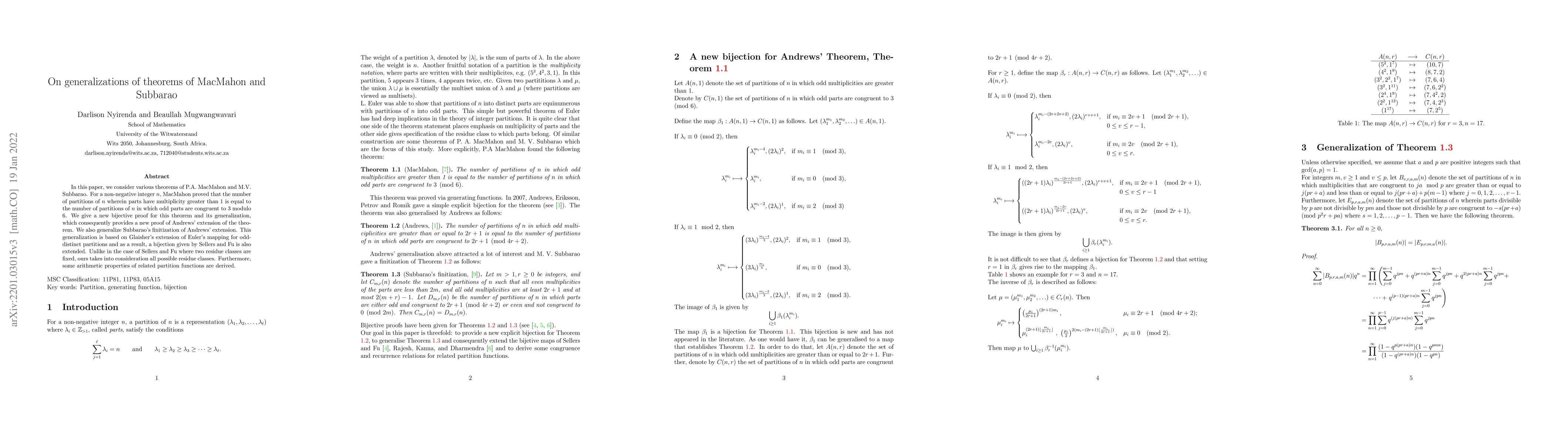 Thumbnail for On generalizations of theorems of MacMahon and Subbarao