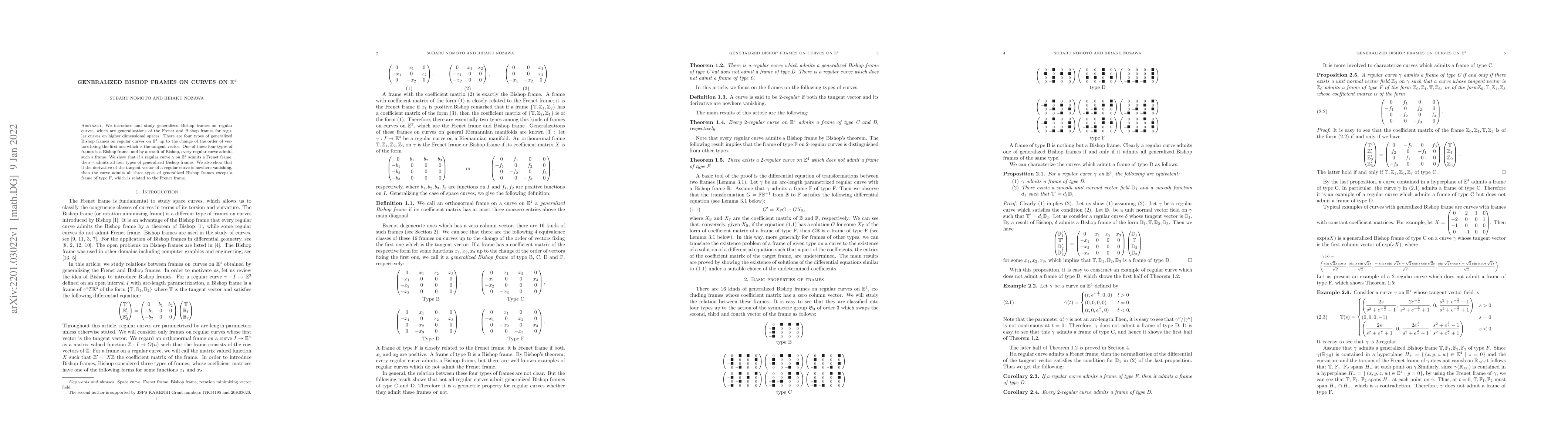 Thumbnail for Generalized Bishop frames on curves on E^4