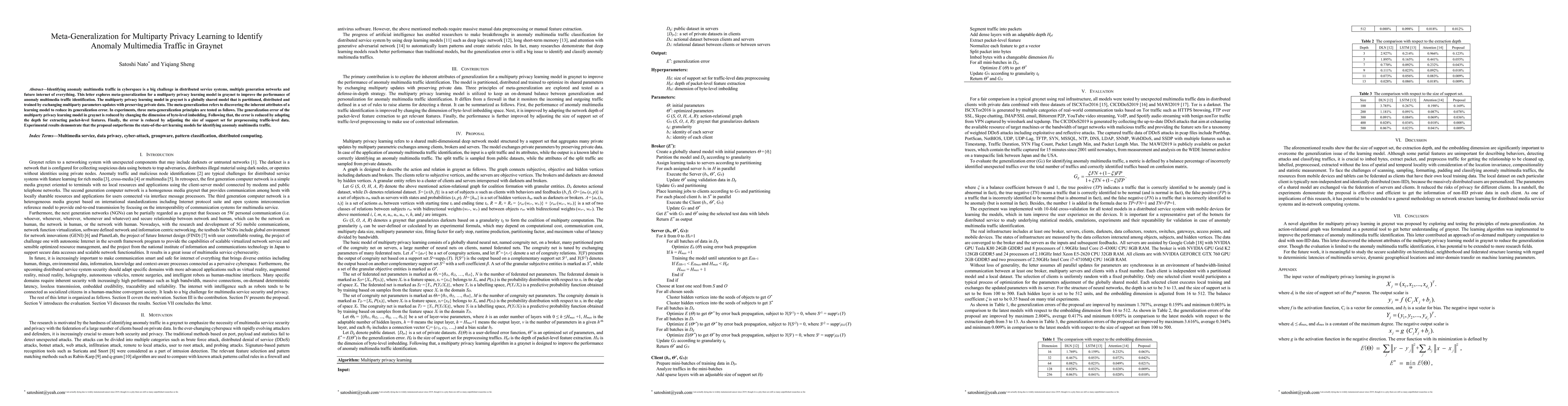 Thumbnail for Meta-Generalization for Multiparty Privacy Learning to Identify Anomaly
  Multimedia Traffic in Graynet