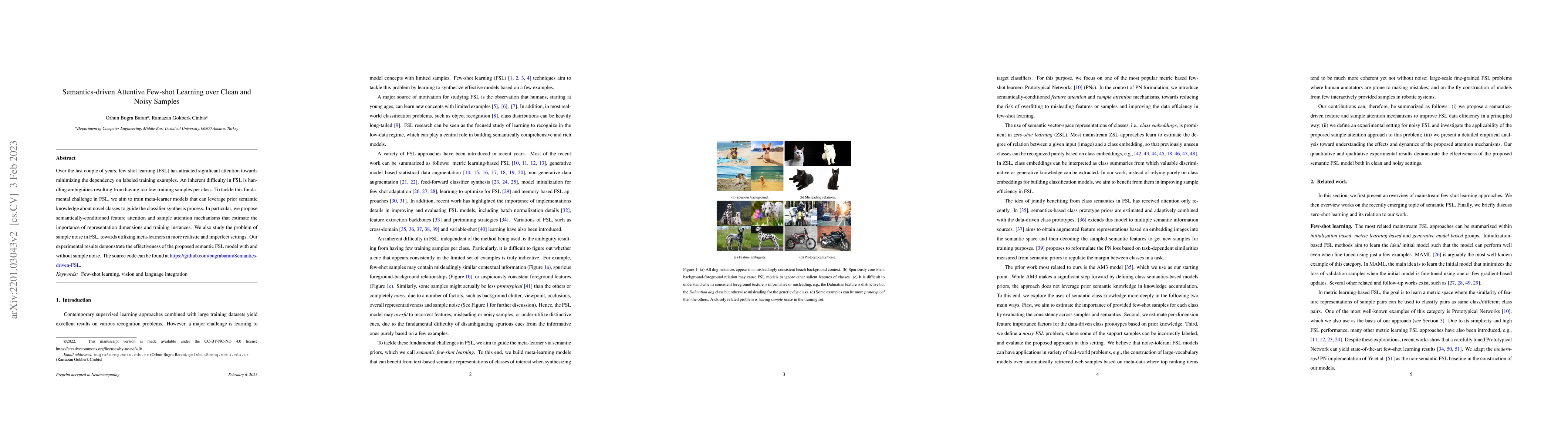 Thumbnail for Semantics-driven Attentive Few-shot Learning over Clean and Noisy
  Samples