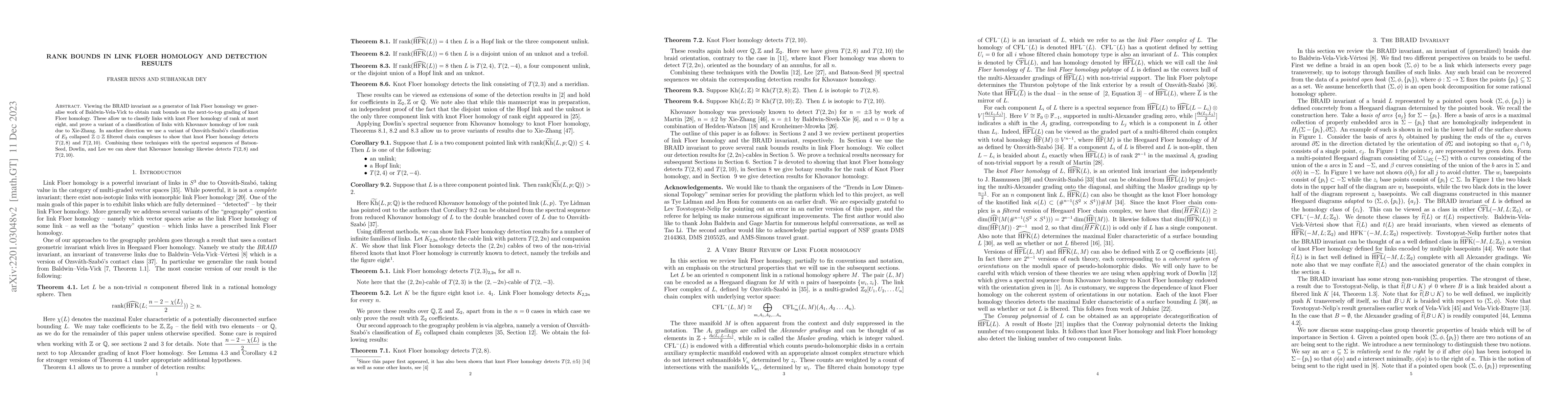 Thumbnail for Rank Bounds in Link Floer Homology and Detection Results