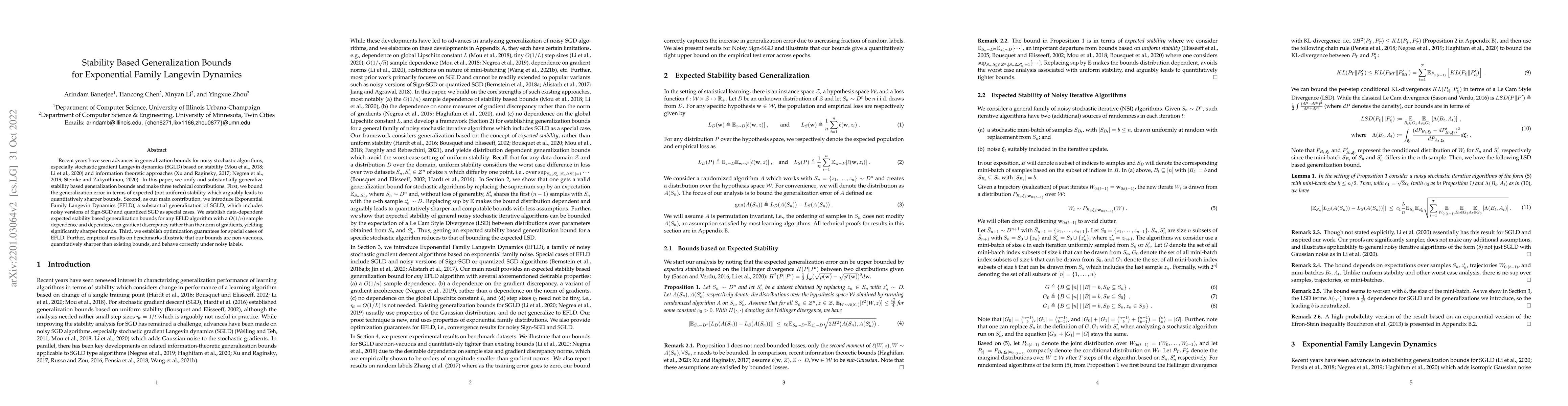 Thumbnail for Stability Based Generalization Bounds for Exponential Family Langevin
  Dynamics