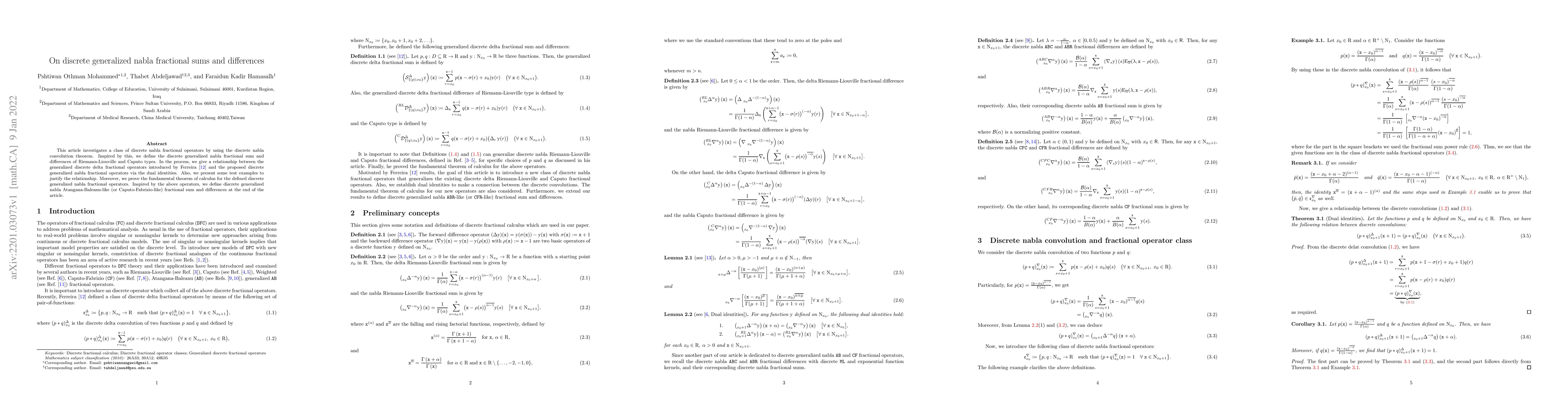 Thumbnail for On discrete generalized nabla fractional sums and differences