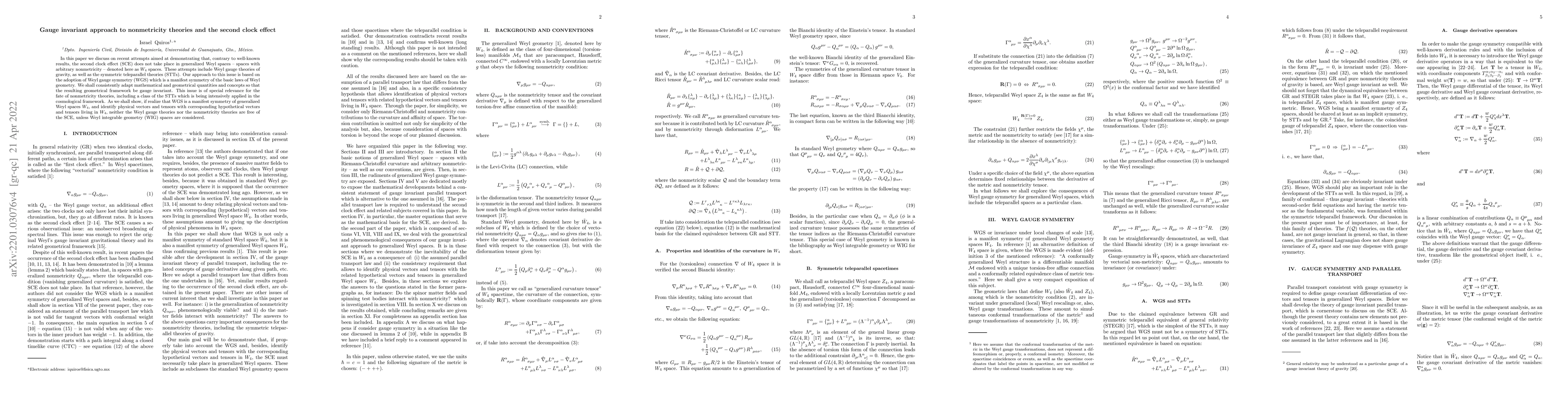 Thumbnail for Gauge invariant approach to nonmetricity theories and the second clock
  effect