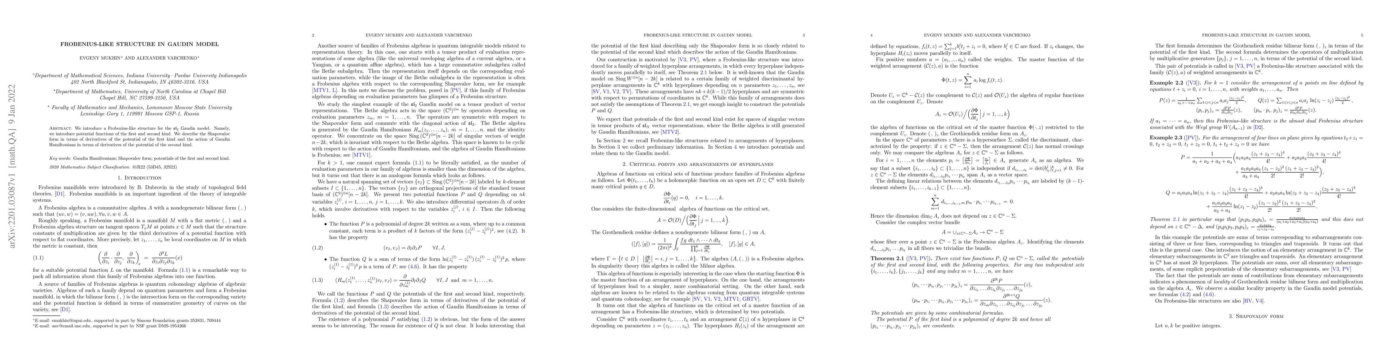 Thumbnail for Frobenius-like structure in Gaudin model