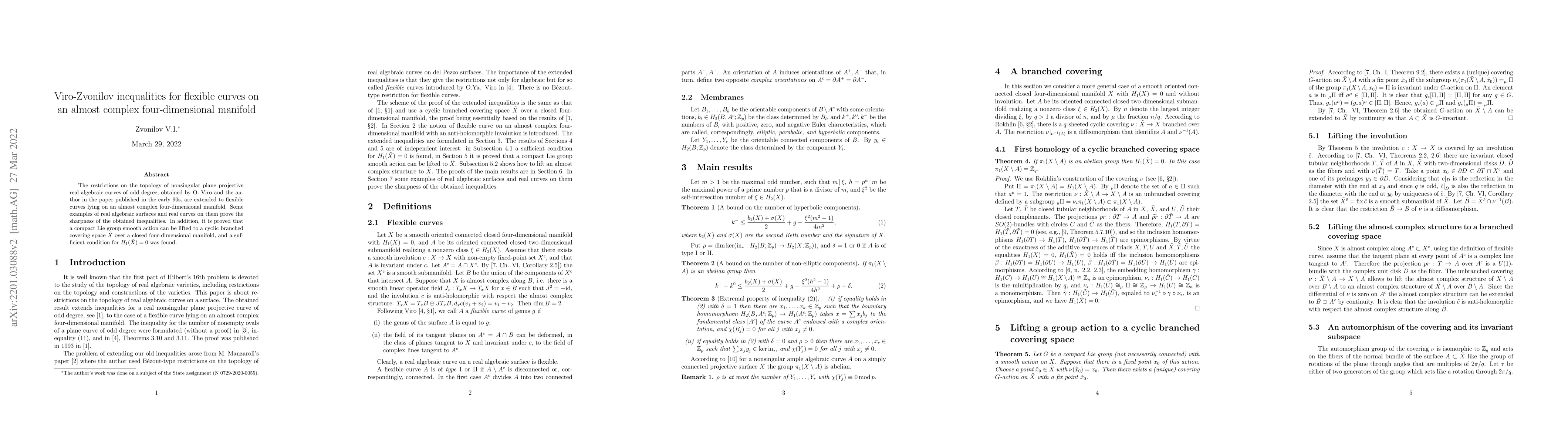 Thumbnail for Viro-Zvonilov inequalities for flexible curves on an almost complex
  four-dimensional manifold