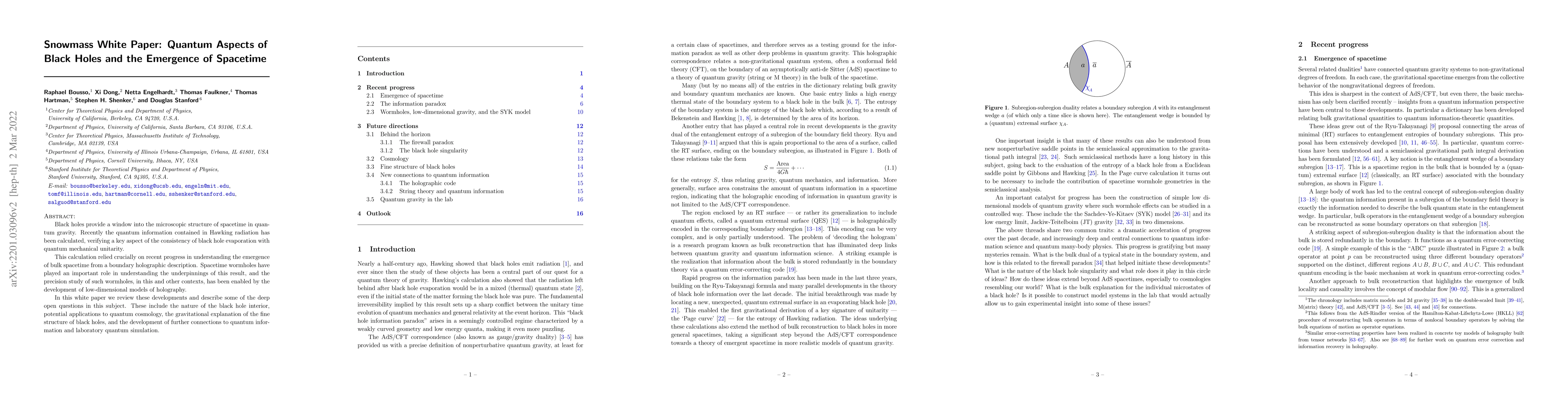 Thumbnail for Snowmass White Paper: Quantum Aspects of Black Holes and the Emergence
  of Spacetime