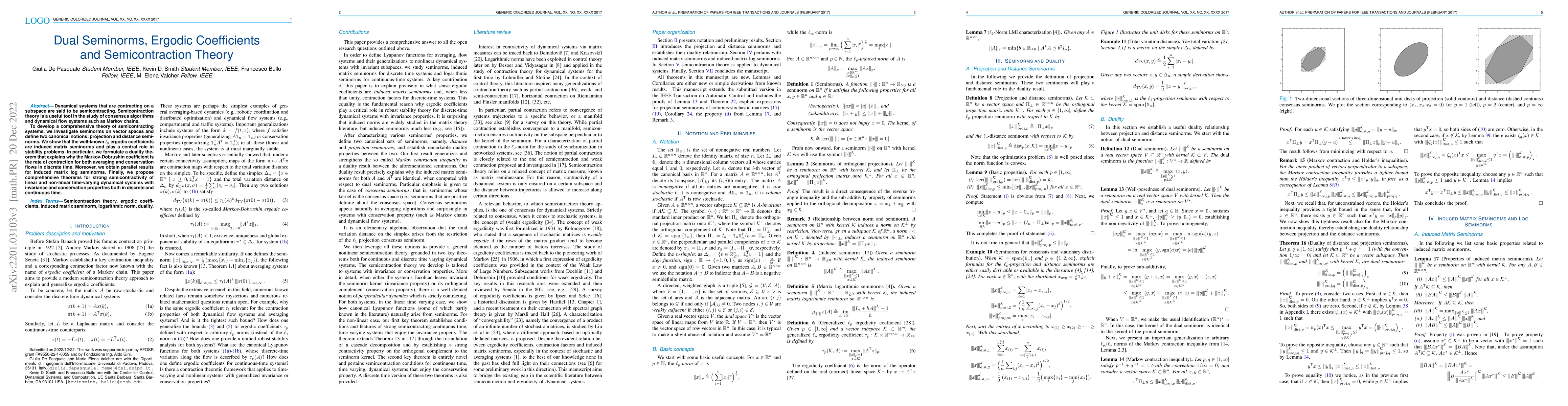 Thumbnail for Dual Seminorms, Ergodic Coefficients and Semicontraction Theory