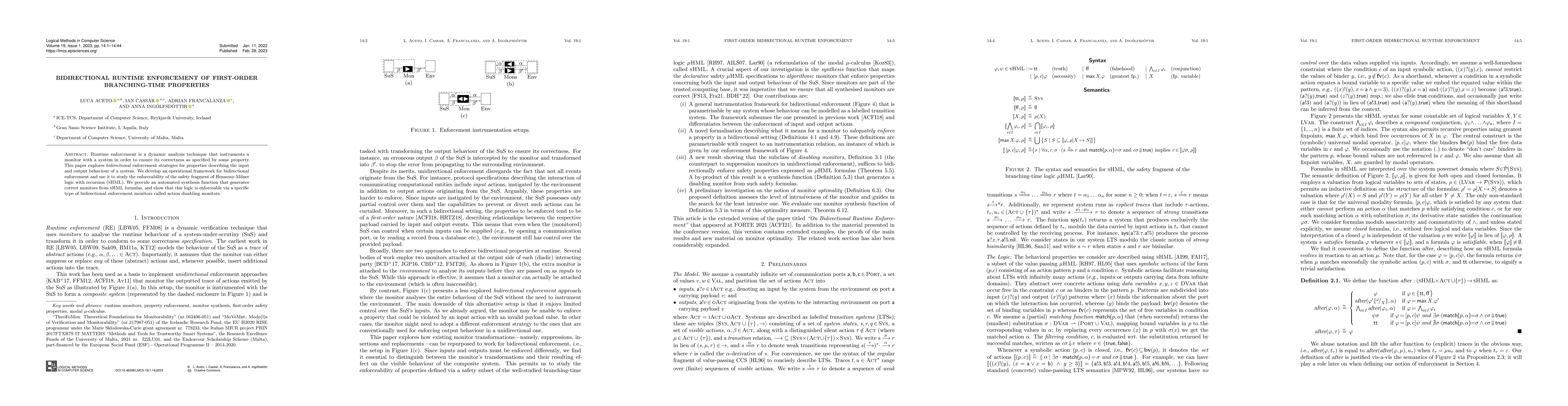 Thumbnail for Bidirectional Runtime Enforcement of First-Order Branching-Time
  Properties