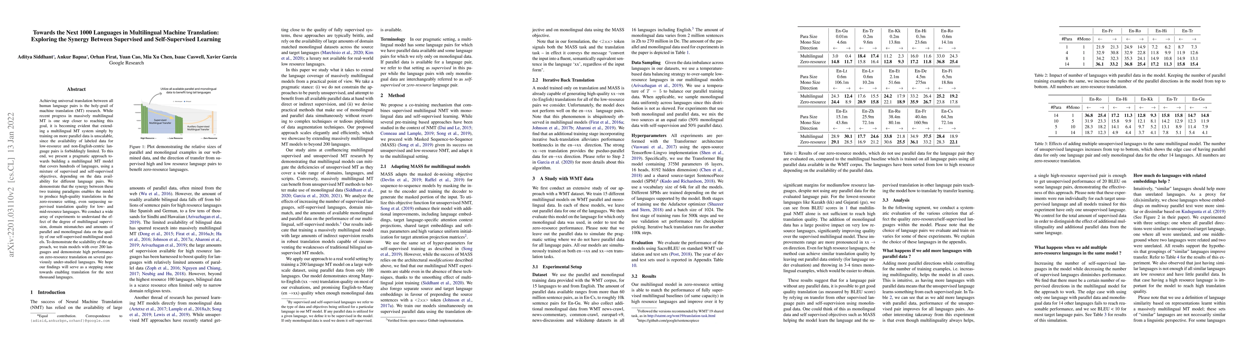 Thumbnail for Towards the Next 1000 Languages in Multilingual Machine Translation:
  Exploring the Synergy Between Supervised and Self-Supervised Learning