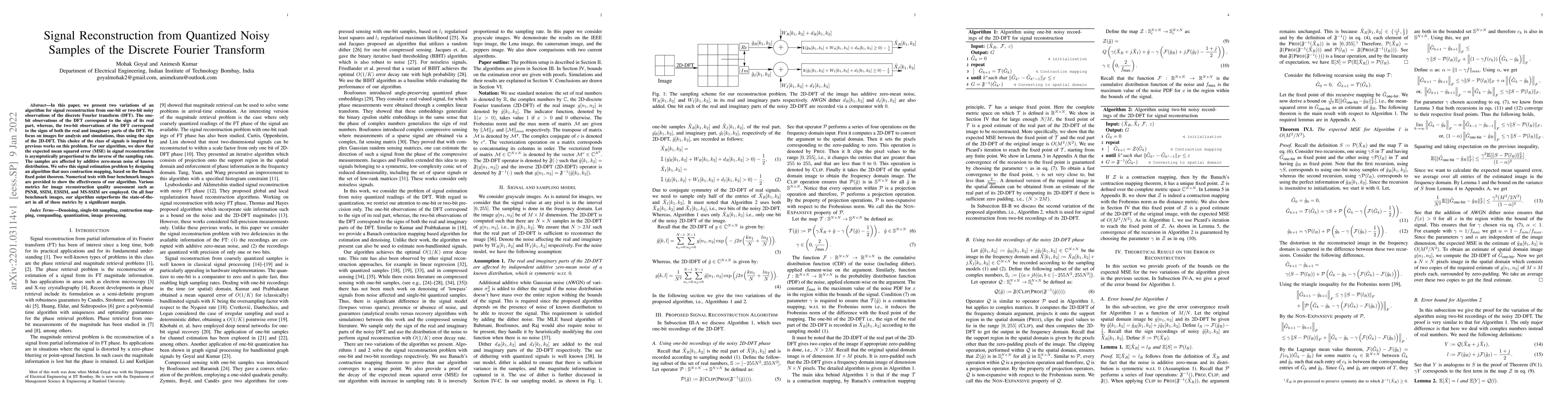 Thumbnail for Signal Reconstruction from Quantized Noisy Samples of the Discrete
  Fourier Transform