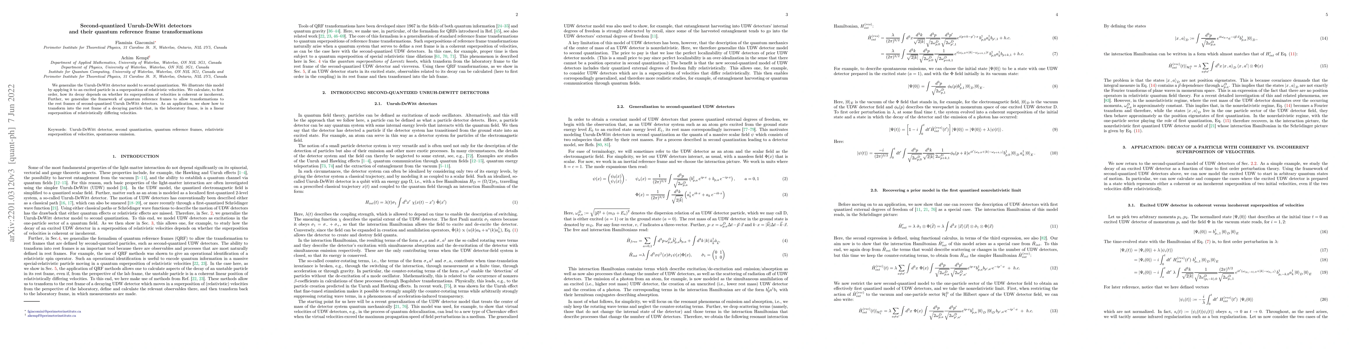 Thumbnail for Second-quantized Unruh-DeWitt detectors and their quantum reference
  frame transformations