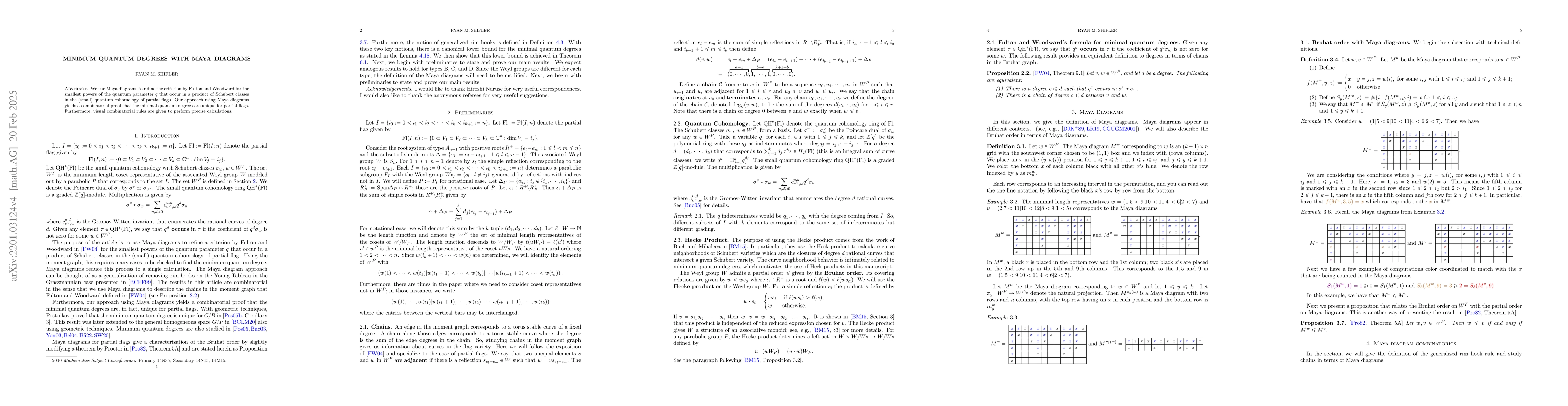 Thumbnail for Minimum quantum degrees with Maya diagrams