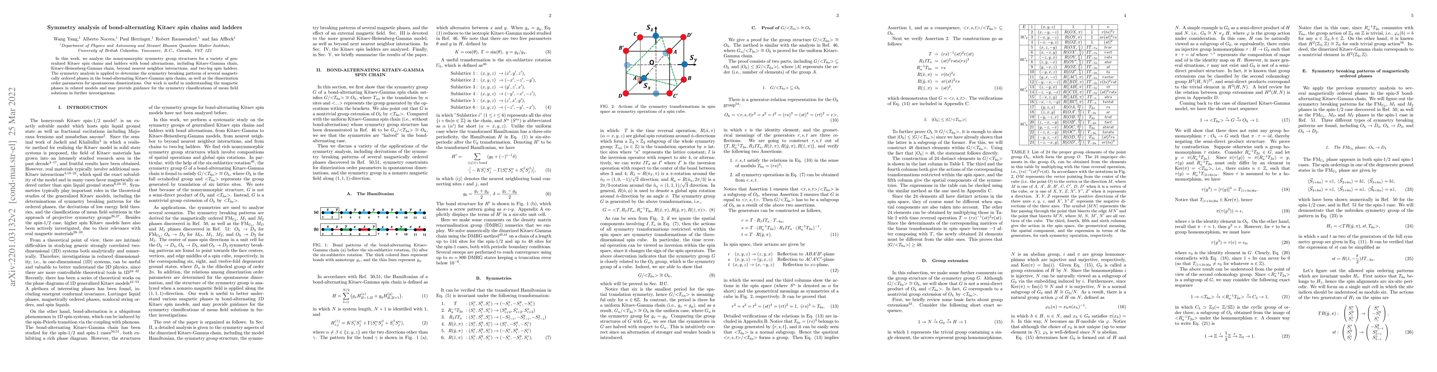 Thumbnail for Symmetry analysis of bond-alternating Kitaev spin chains and ladders