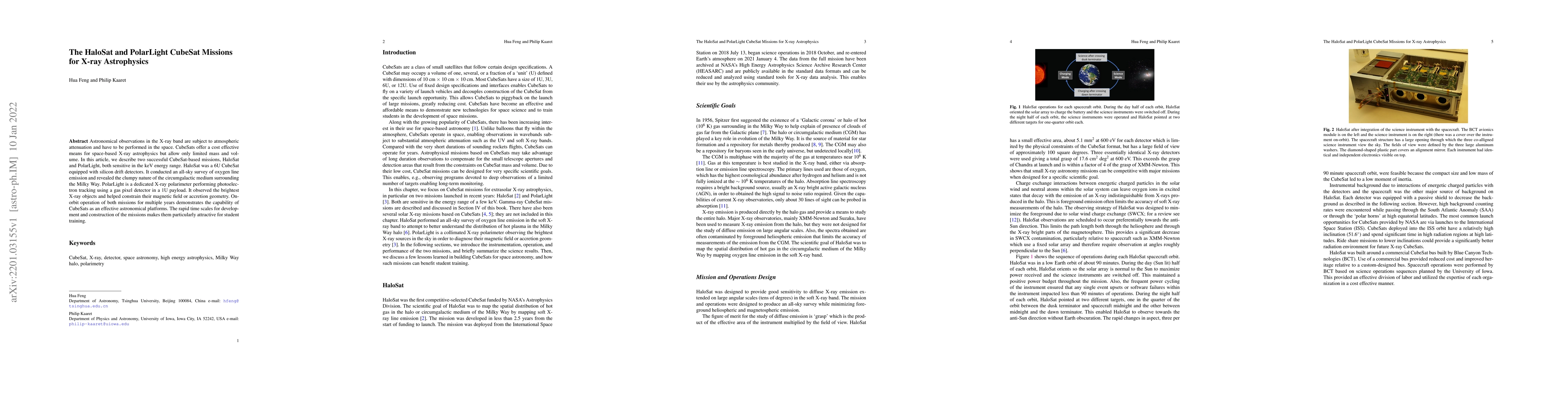 Thumbnail for The HaloSat and PolarLight CubeSat Missions for X-ray Astrophysics