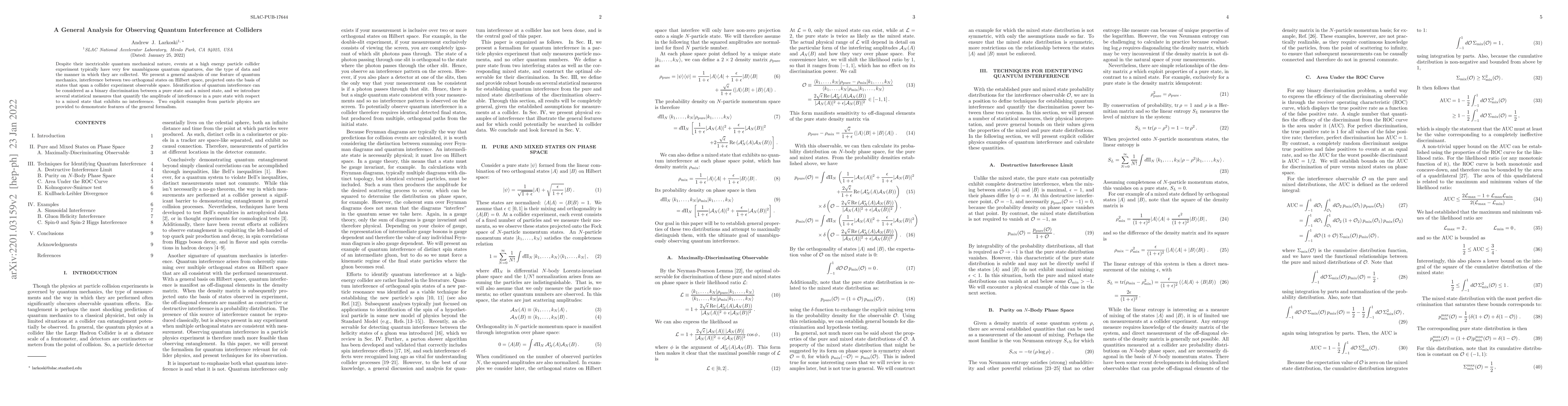 Thumbnail for A General Analysis for Observing Quantum Interference at Colliders