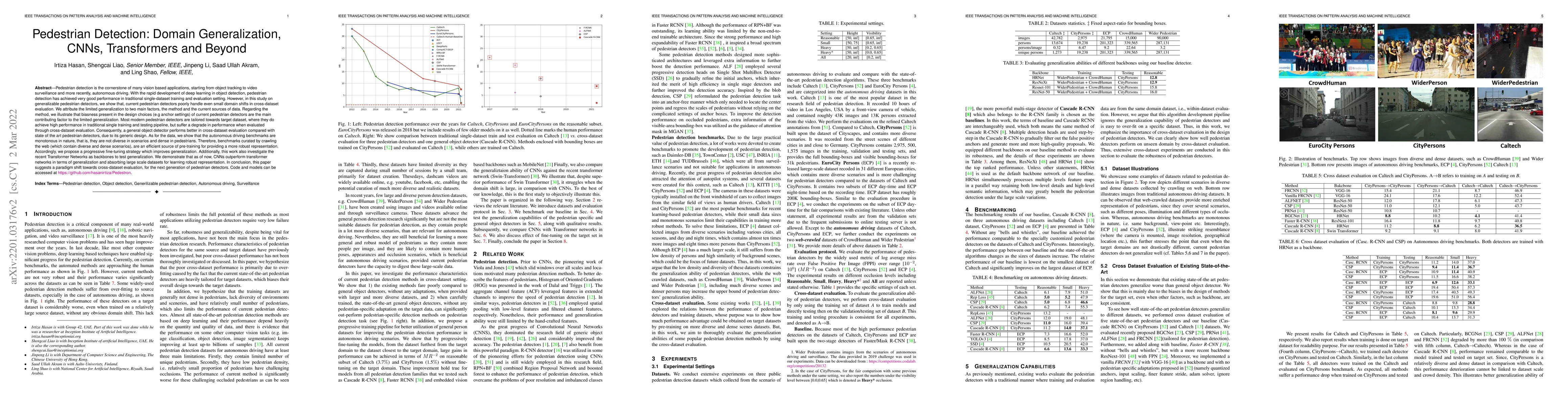 Thumbnail for Pedestrian Detection: Domain Generalization, CNNs, Transformers and
  Beyond