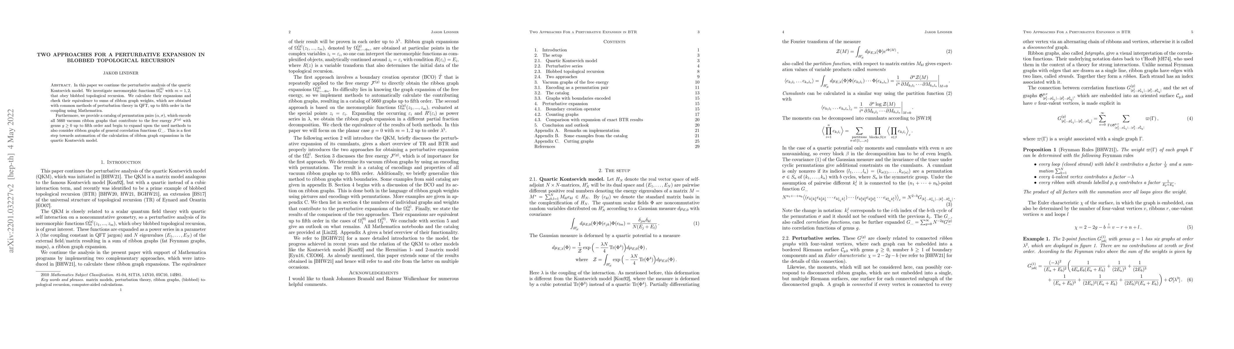 Thumbnail for Two Approaches For a Perturbative Expansion in Blobbed Topological
  Recursion