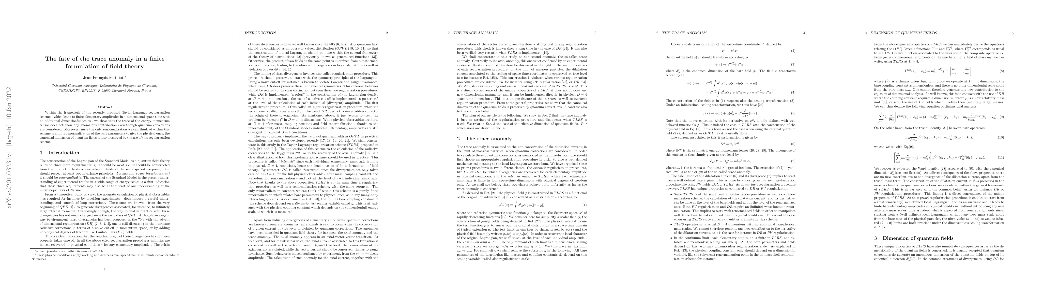 Thumbnail for The fate of the trace anomaly in a finite formulation of field theory