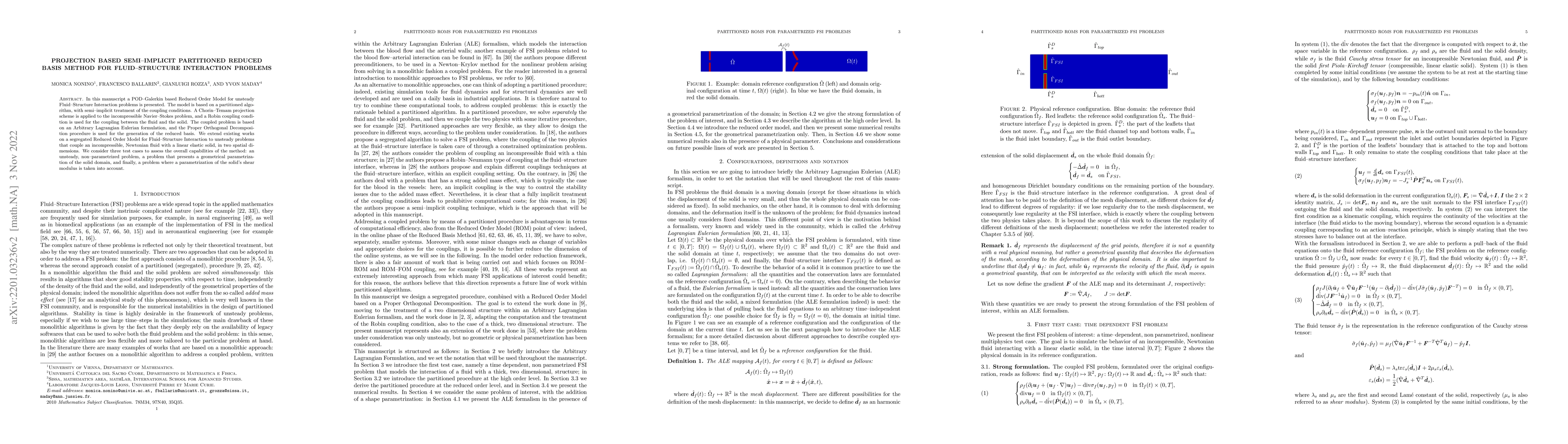 Thumbnail for Projection based semi--implicit partitioned Reduced Basis Method for non
  parametrized and parametrized Fluid--Structure Interaction problems