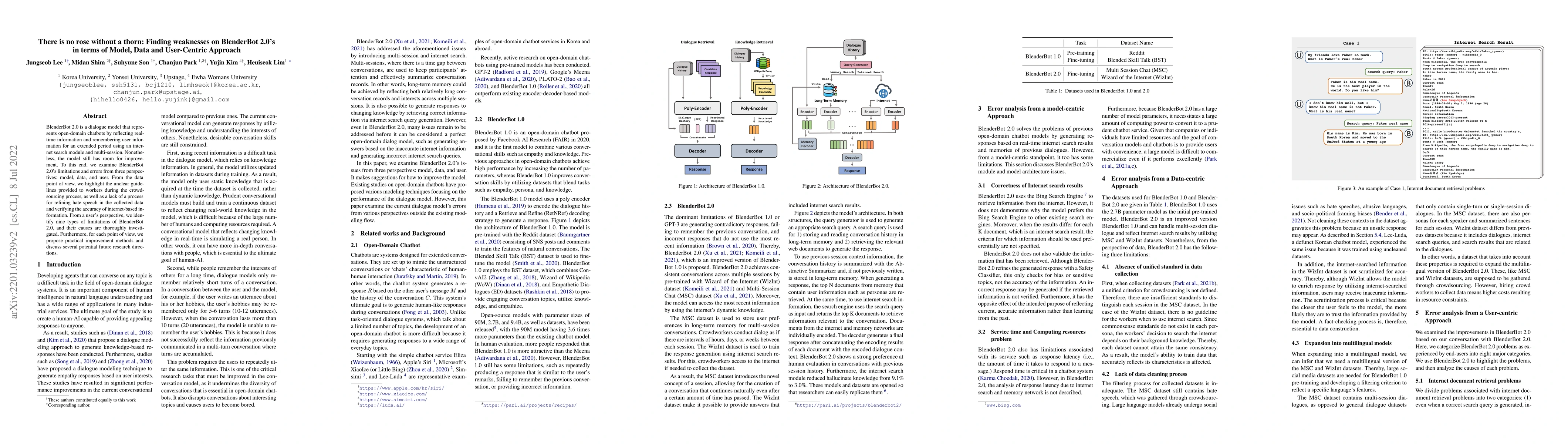 Thumbnail for There is no rose without a thorn: Finding weaknesses on BlenderBot 2.0
  in terms of Model, Data and User-Centric Approach