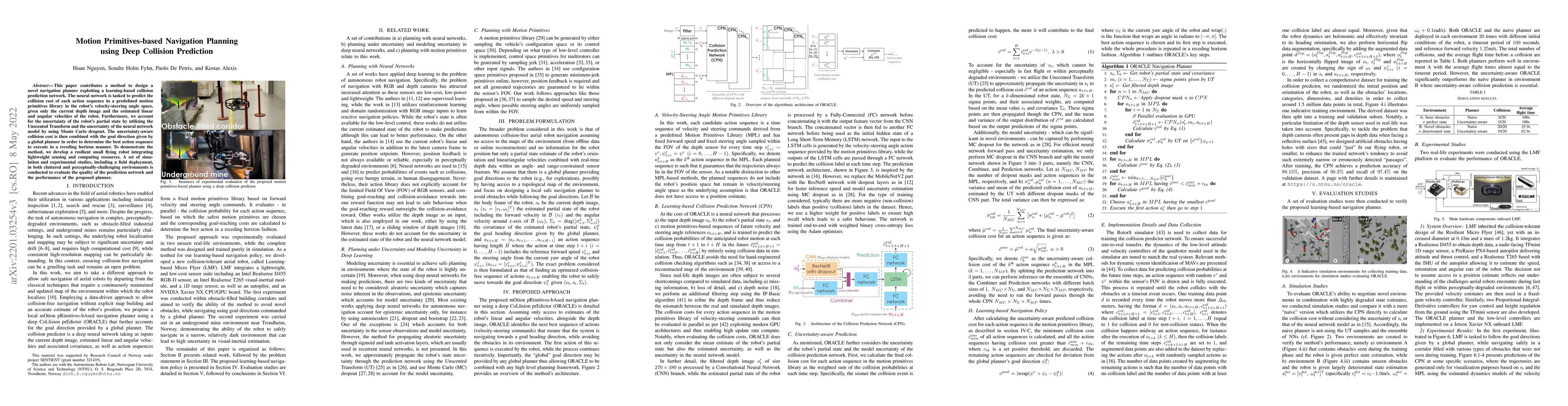 Thumbnail for Motion Primitives-based Navigation Planning using Deep Collision
  Prediction