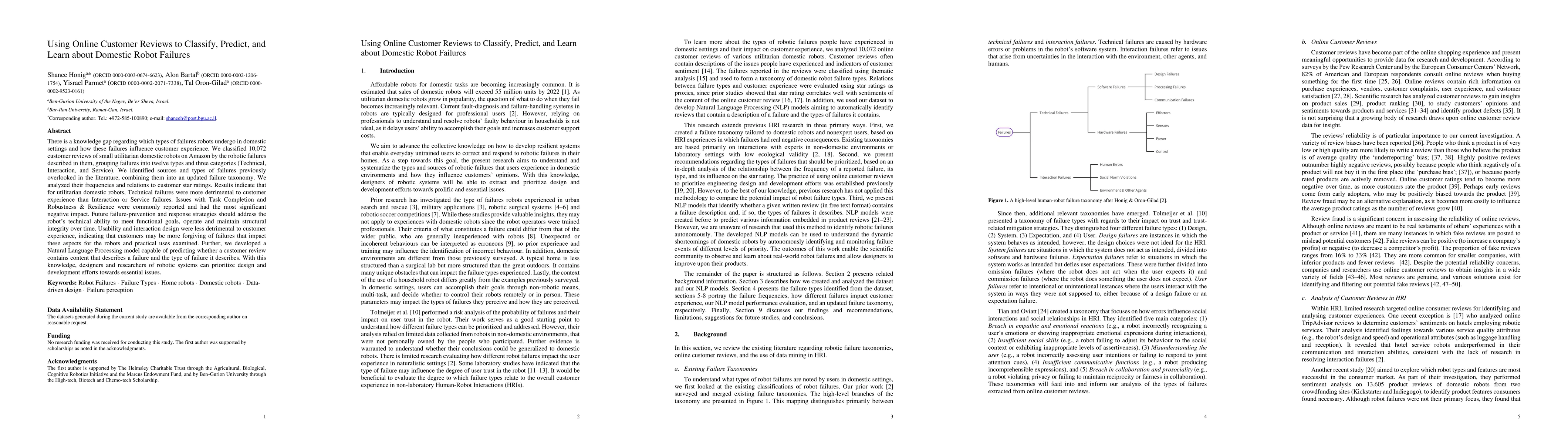 Thumbnail for Using Online Customer Reviews to Classify, Predict, and Learn about
  Domestic Robot Failures