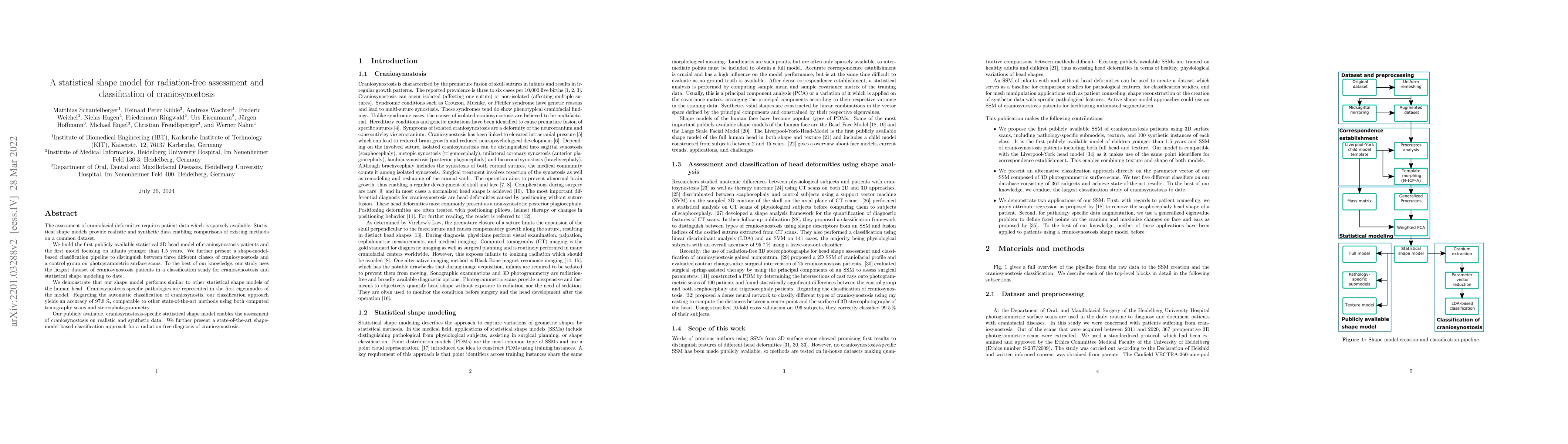 Thumbnail for A statistical shape model for radiation-free assessment and
  classification of craniosynostosis