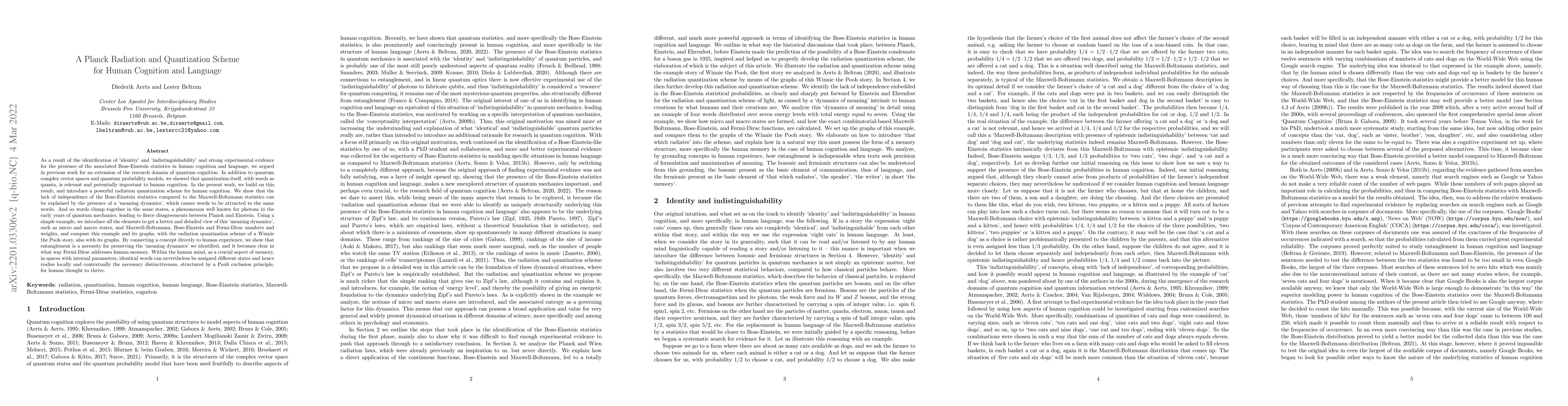 Thumbnail for A Planck Radiation and Quantization Scheme for Human Cognition and
  Language