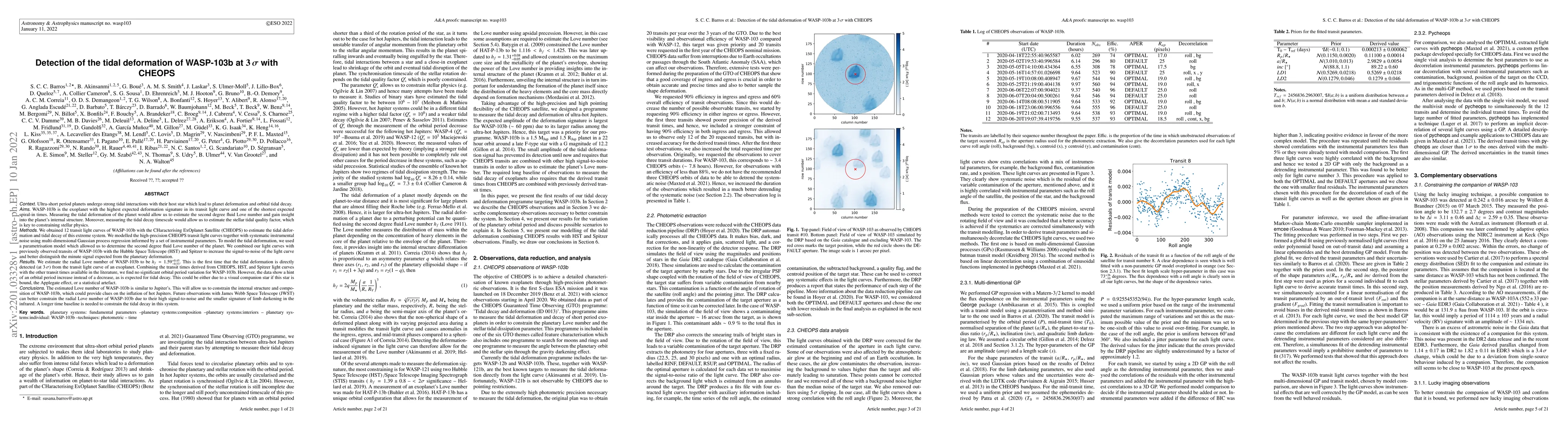 Thumbnail for Detection of the tidal deformation of WASP-103b at $3\,\sigma$ with
  CHEOPS