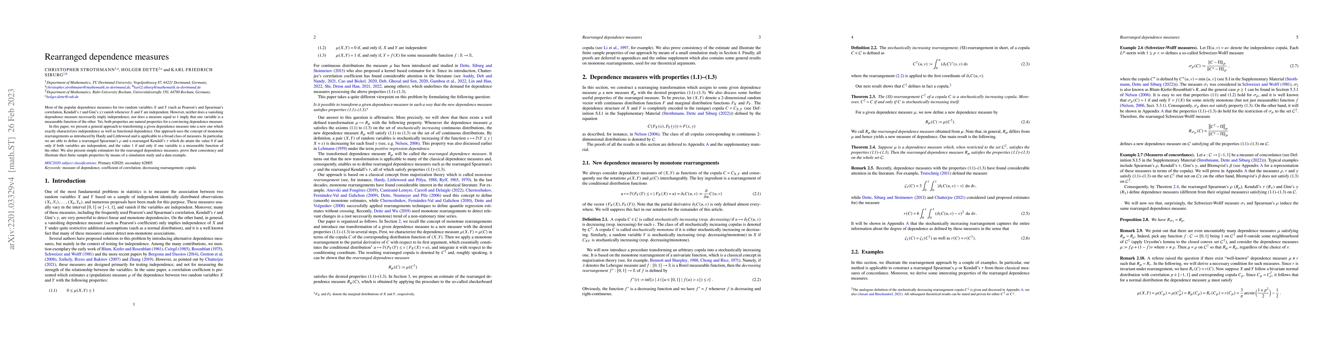 Thumbnail for Rearranged dependence measures