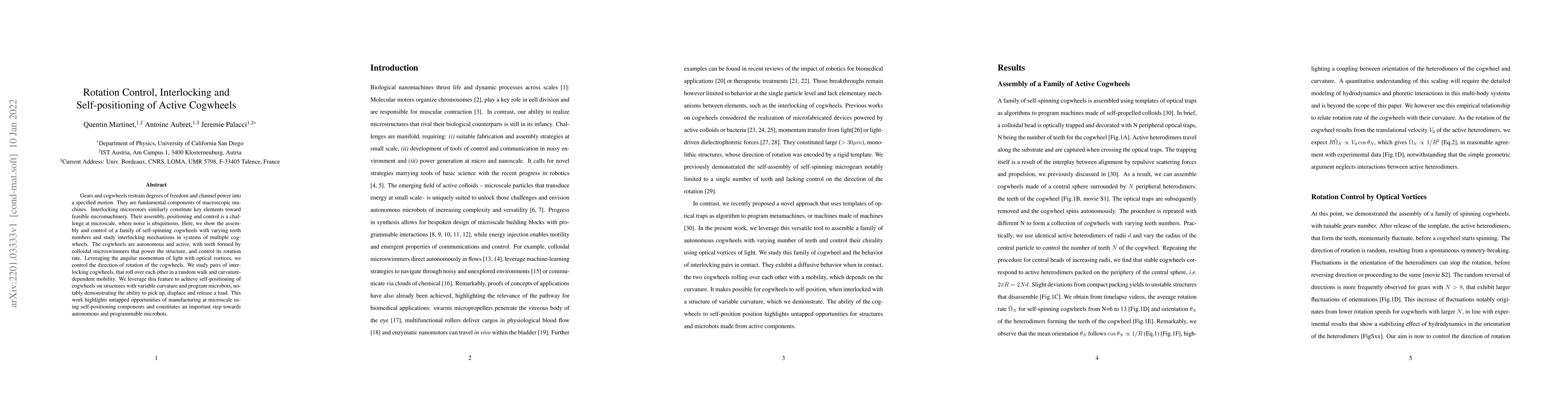 Thumbnail for Rotation Control, Interlocking and Self-positioning of Active Cogwheels