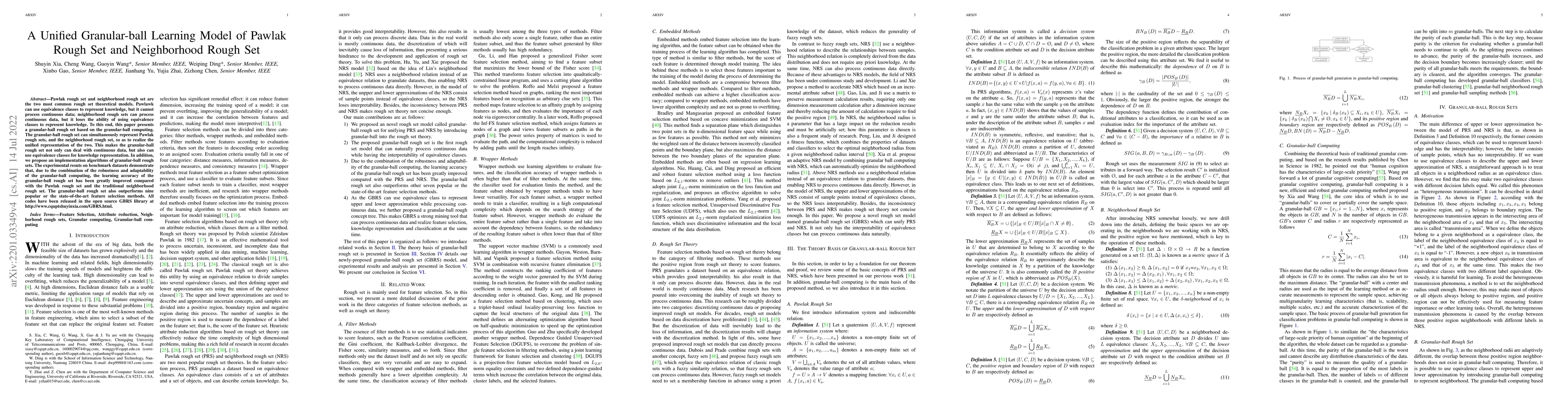 Thumbnail for A Unified Granular-ball Learning Model of Pawlak Rough Set and
  Neighborhood Rough Set
