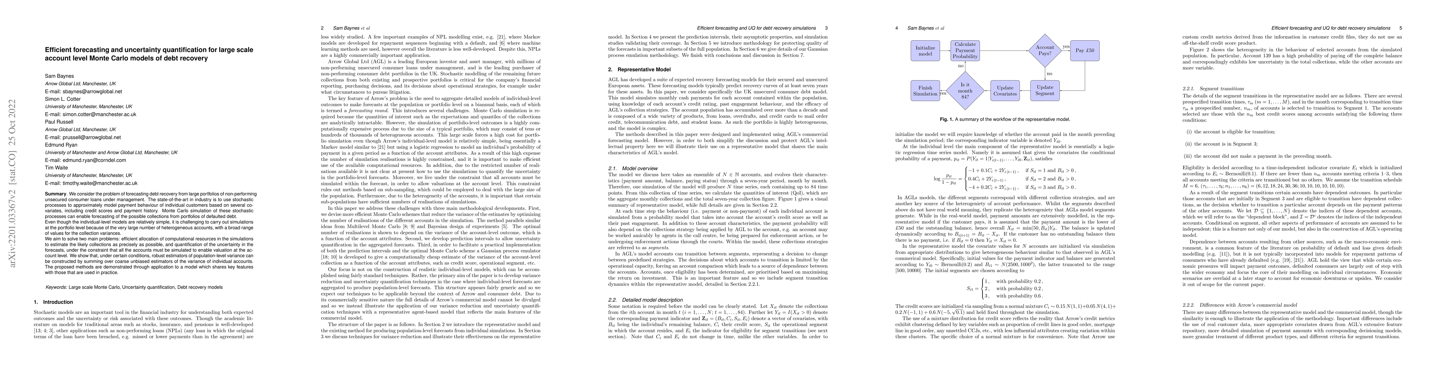 Thumbnail for Efficient forecasting and uncertainty quantification for large scale
  account level Monte Carlo models of debt recovery