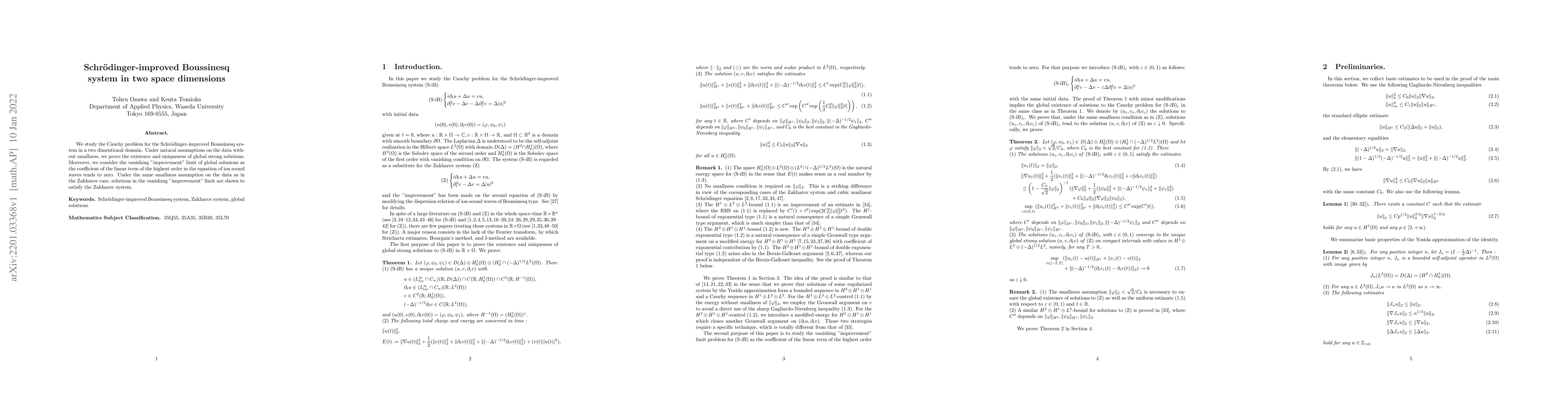 Thumbnail for Schr\"odinger-improved Boussinesq system in two space dimensions
