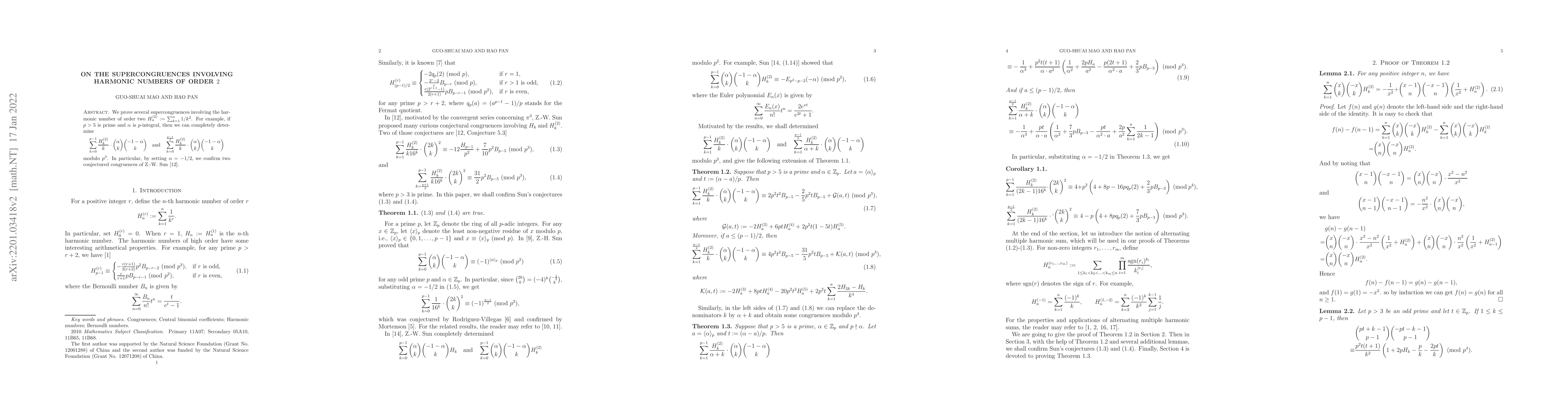 Thumbnail for On the supercongruences involving harmonic numbers of order 2