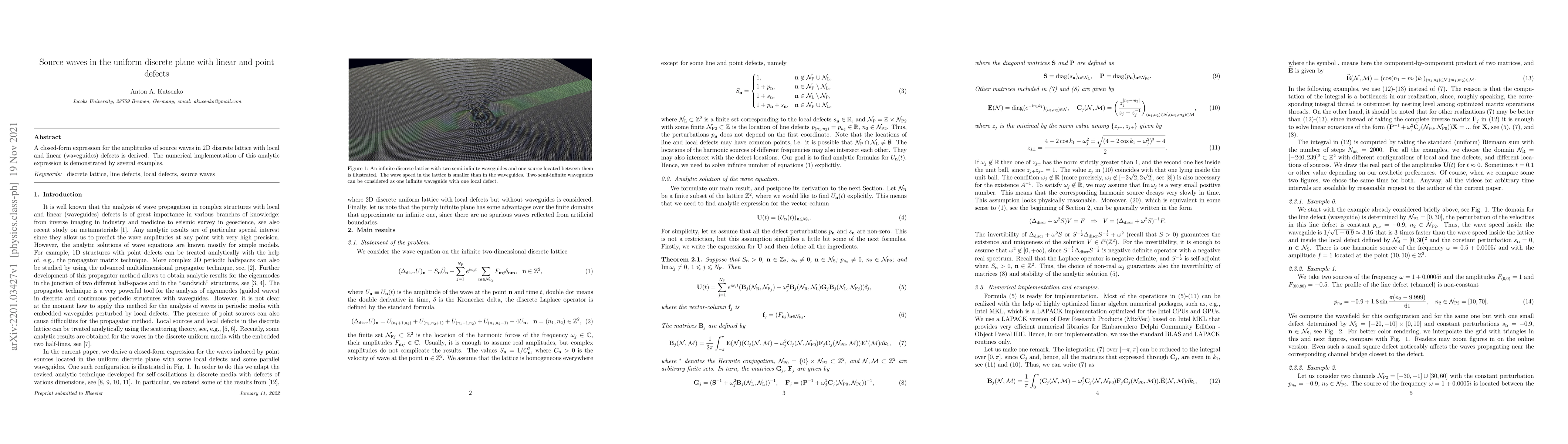Thumbnail for Source waves in the uniform discrete plane with linear and point defects