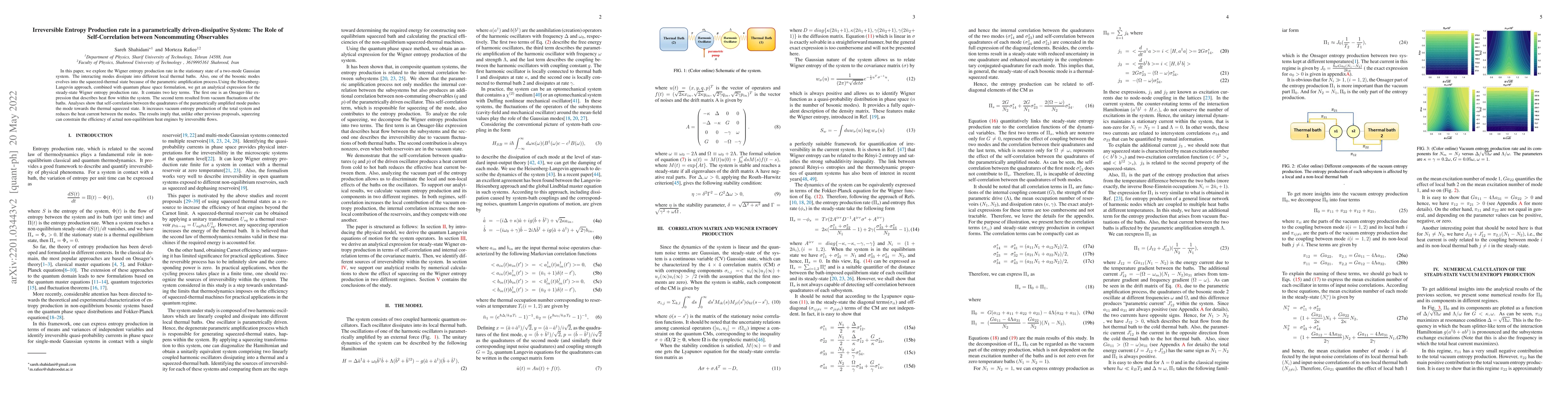 Thumbnail for Irreversible Entropy Production rate in a parametrically
  driven-dissipative System: The Role of Self-Correlation between Noncommuting
  Observables