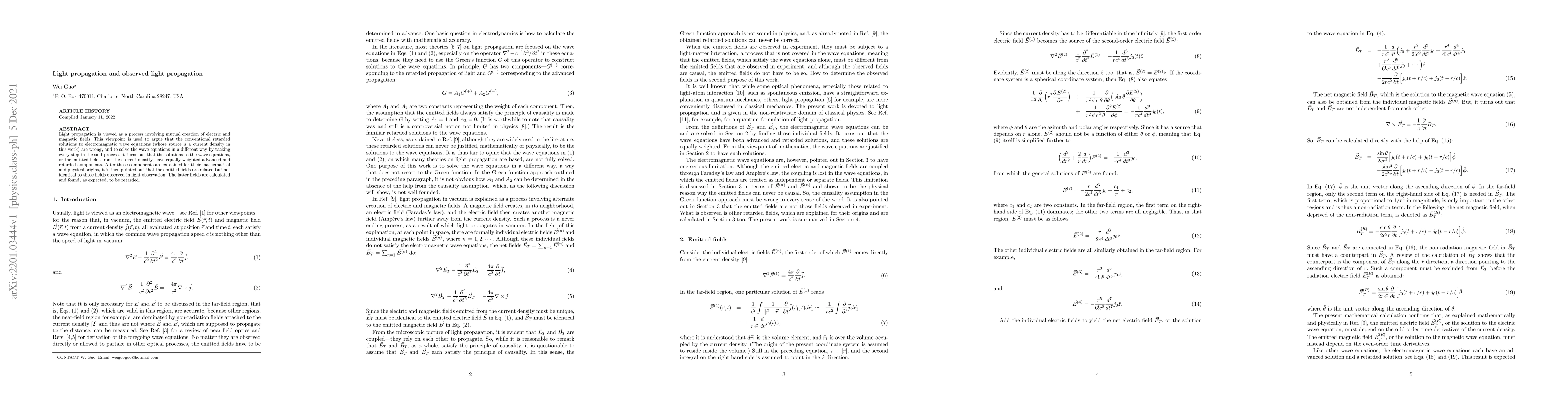 Thumbnail for Light propagation and observed light propagation