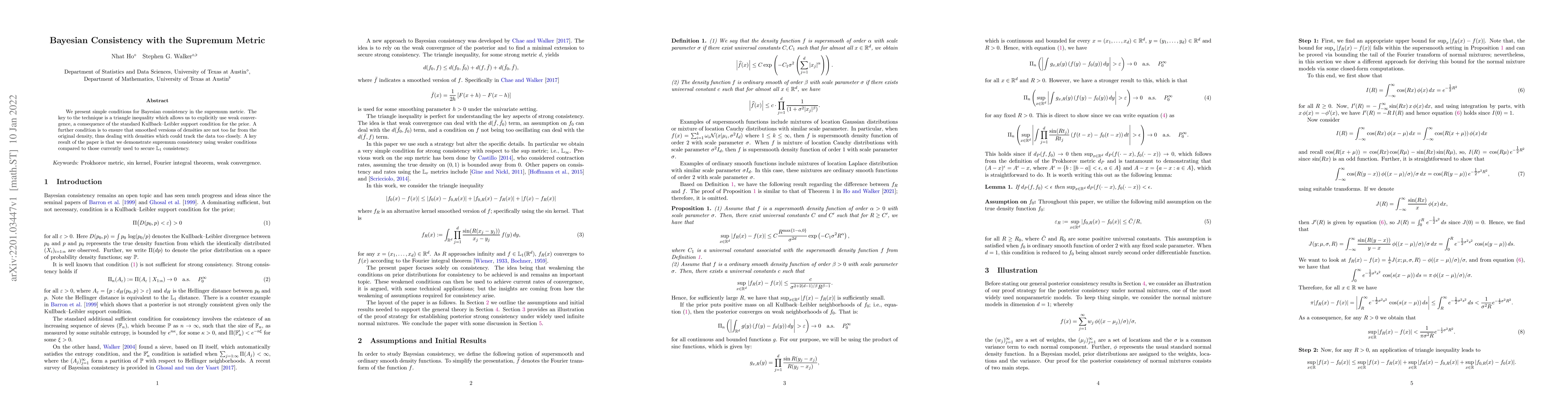 Thumbnail for Bayesian Consistency with the Supremum Metric