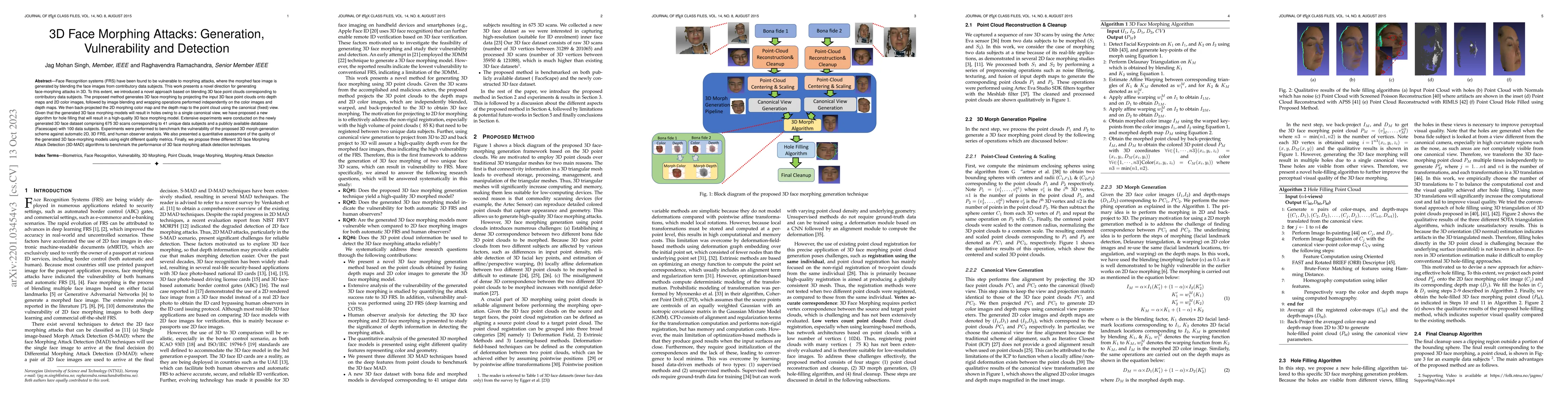 Thumbnail for 3D Face Morphing Attacks: Generation, Vulnerability and Detection
