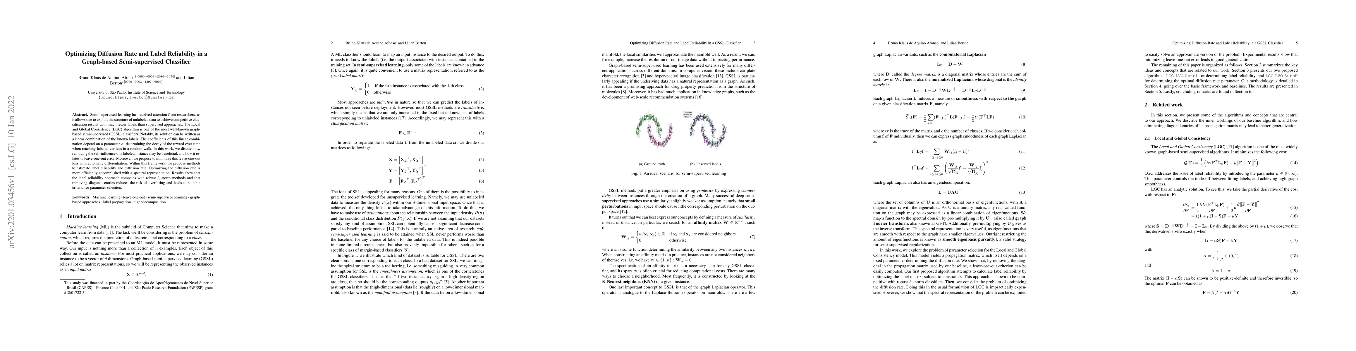 Thumbnail for Optimizing Diffusion Rate and Label Reliability in a Graph-Based
  Semi-supervised Classifier