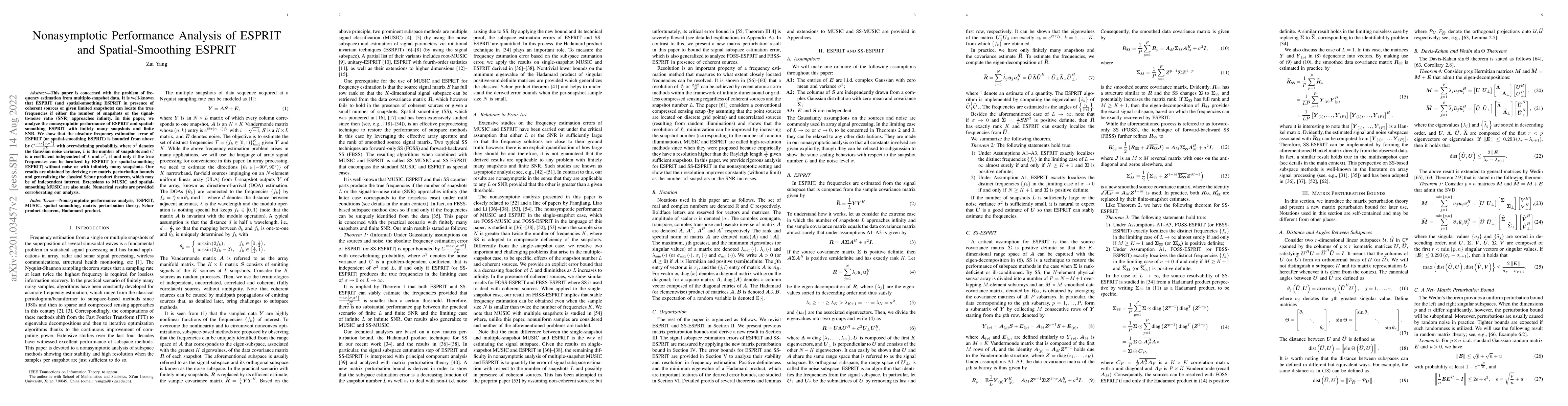 Thumbnail for Nonasymptotic performance analysis of ESPRIT and spatial-smoothing
  ESPRIT