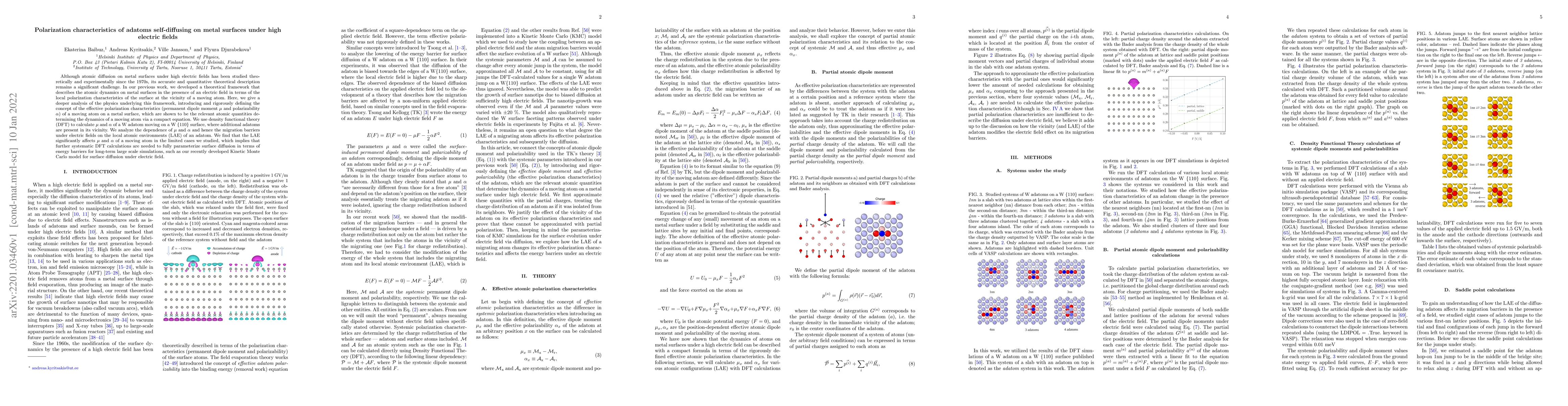 Thumbnail for Polarization characteristics of adatoms self-diffusing on metal surfaces
  under high electric fields