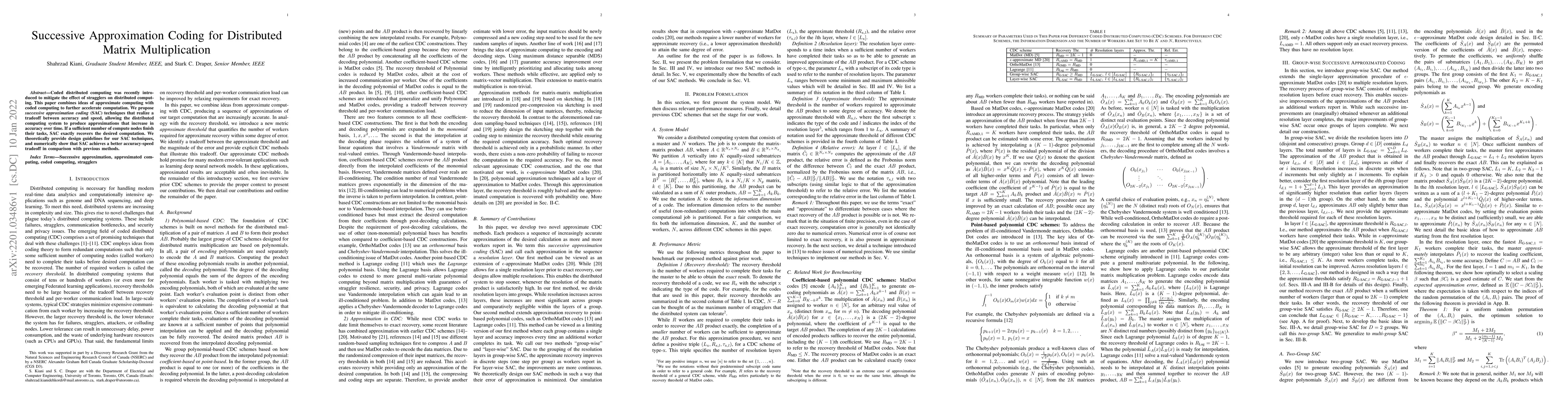 Thumbnail for Successive Approximation Coding for Distributed Matrix Multiplication